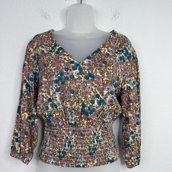 Maeve Tops - Maeve By Anthropologie Shirt Womens XS Floral Smocked Boho Peasant Cottagecore